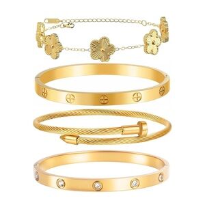Panthere Serpenti Alhambra Luxury Gold Bracelet Set